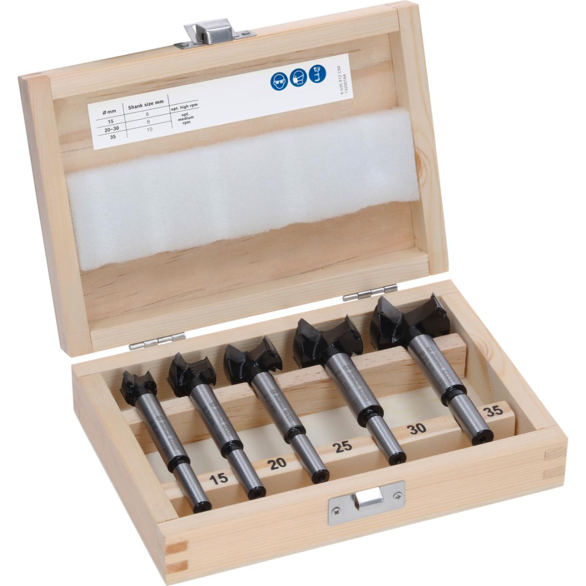 Bosch EXPERT Laminated Wood Scharnierlochbohrersatz, 15/20/25/30/35 x 60 x 90 mm, 5 Stück
