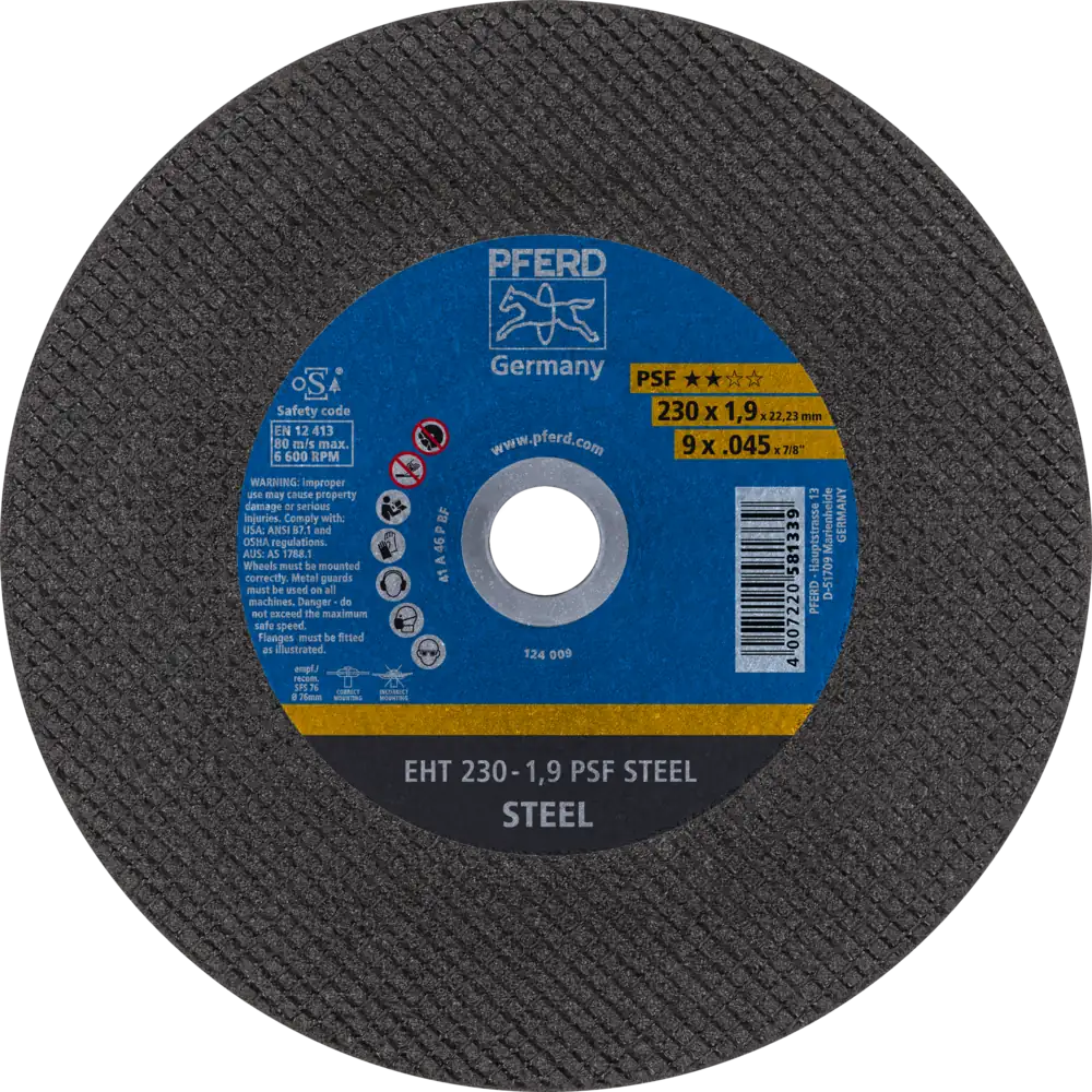 PFERD TOOLS Trennscheibe EHT gerade Universallinie PSF STEEL für Stahl PFERD TOOLS Trennscheibe EHT gerade Universallinie PSF STEEL für Stahl