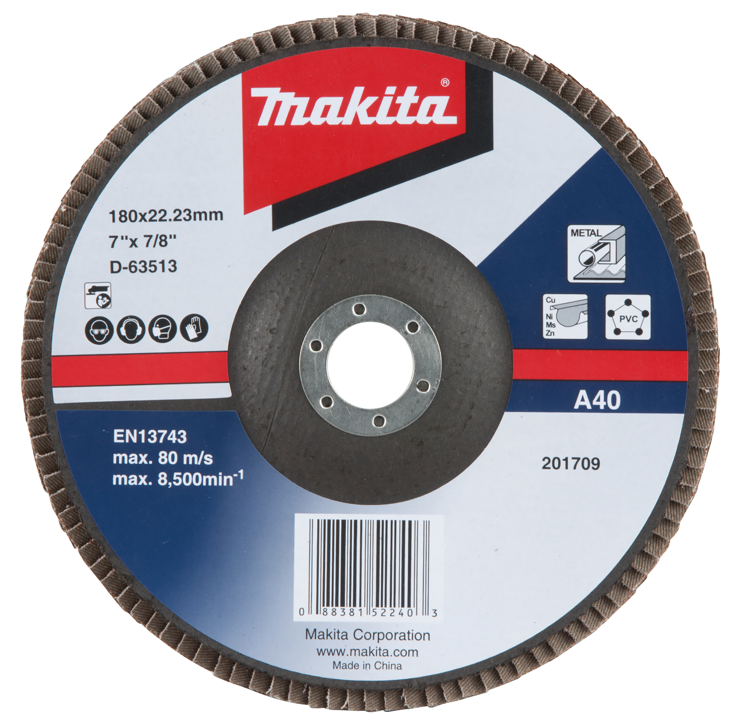 Makita Fächerschleifscheibe 180mm A40 - D-63513