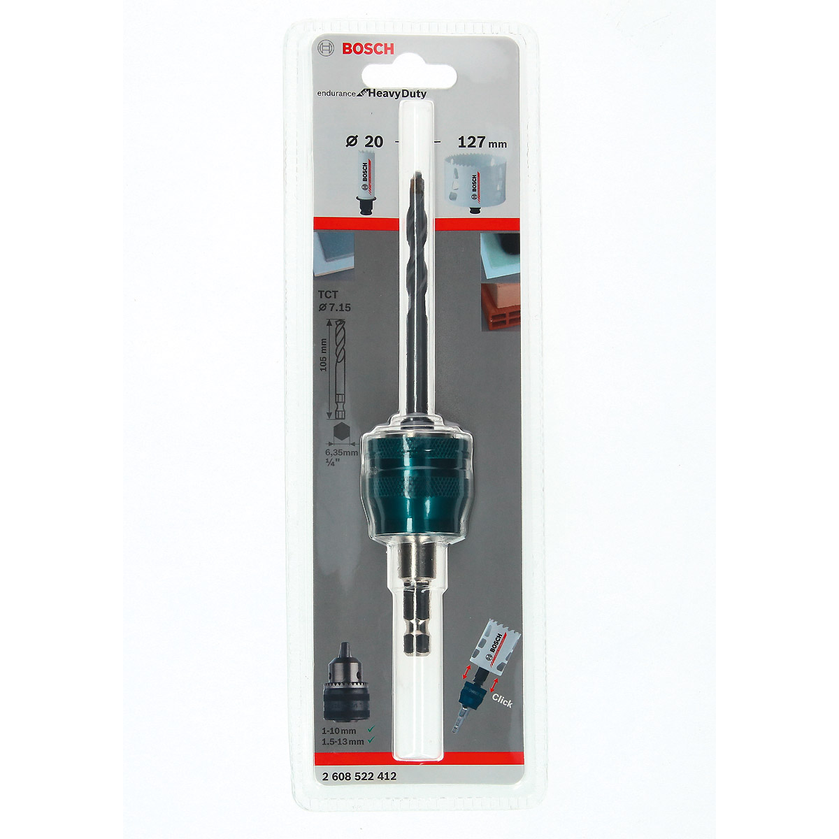 Bosch Power Change Plus-Adapter 8,7 mm mit Bohrer TCT-G 7.15x105 mm