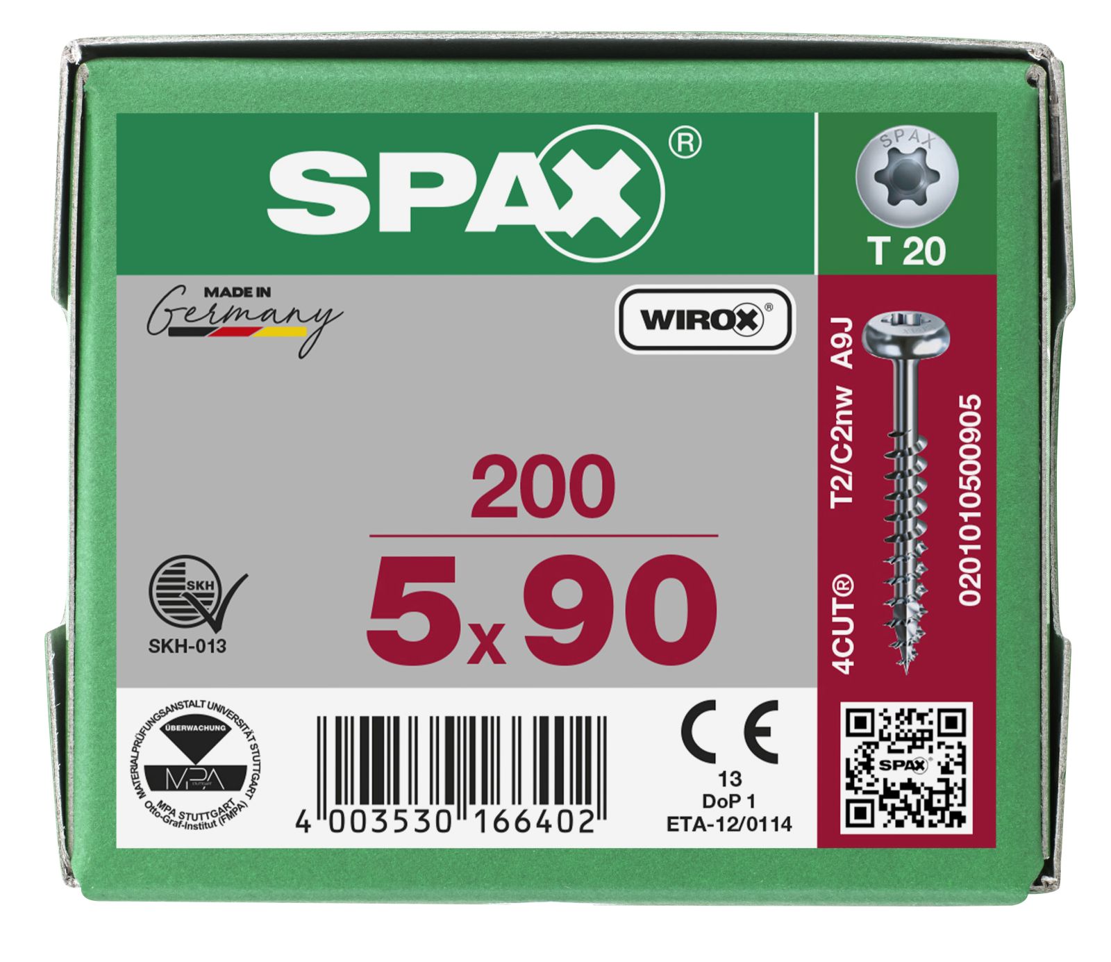 SPAX Halbrundkopf T-Star Plus T20 Teilgewinde WIROX, 200 Stück