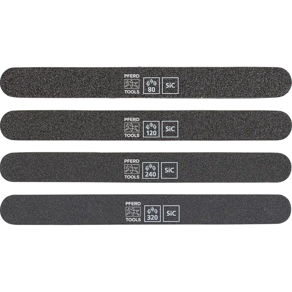PFERD TOOLS Schleiffeilen-Set 4tlg. SF-R 180x19x5mm SIC 80, 120 , 240, 320 für Feinschliff & Finish