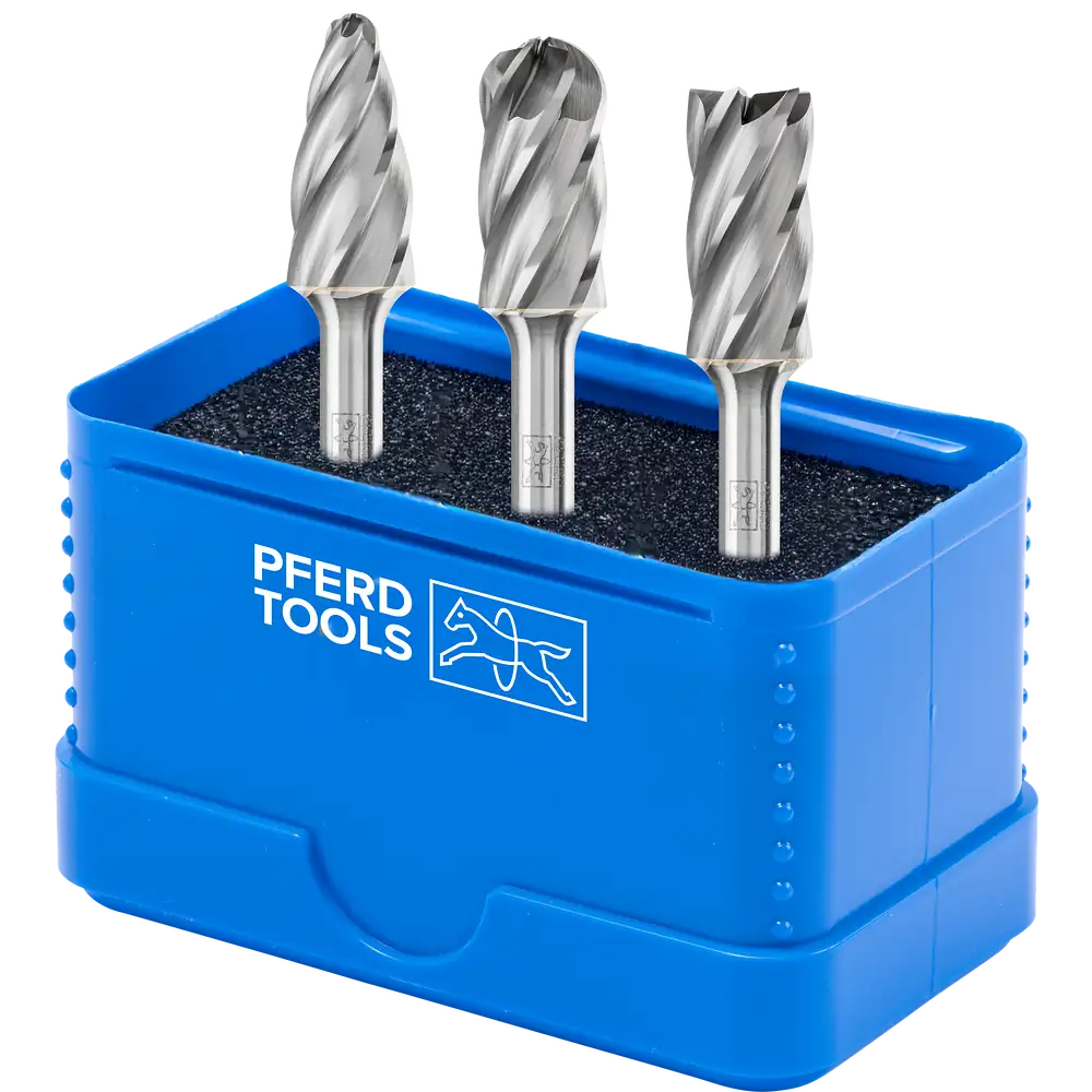 PFERD TOOLS Hartmetall Hochleistungsfrässtift Set 1613 ALU 3-tlg Ø 12mm Schaft-Ø 6mm für für Alu/NE Metalle