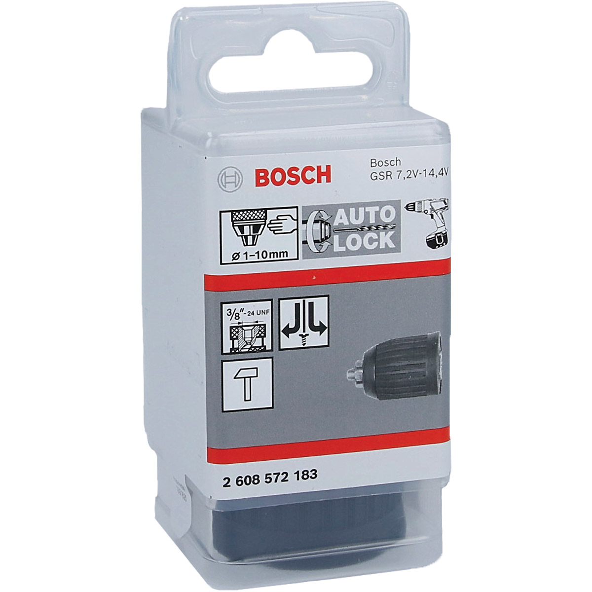 Bosch Schnellspannbohrfutter bis 10 mm, 1 bis 10 mm, 3/8 bis 24, Standard Duty