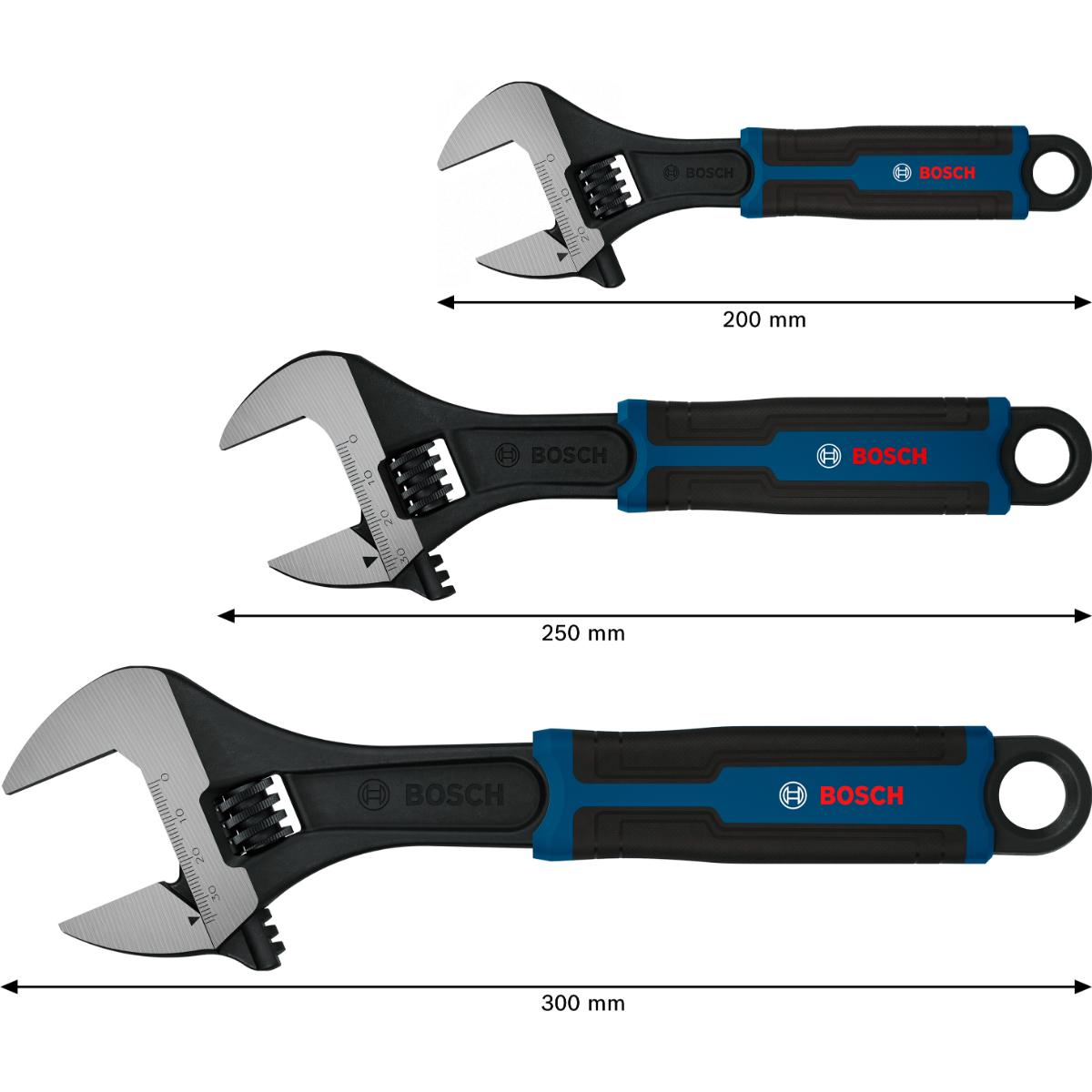 Bosch Rollgabelschlüssel, 150/200/250 mm, 3-teilges Set