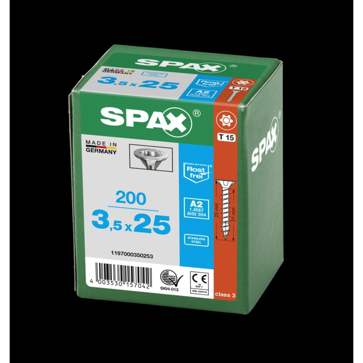 SPAX A2 Senkmultikopf T-Star Plus T15 Vollgewinde, 200 Stück