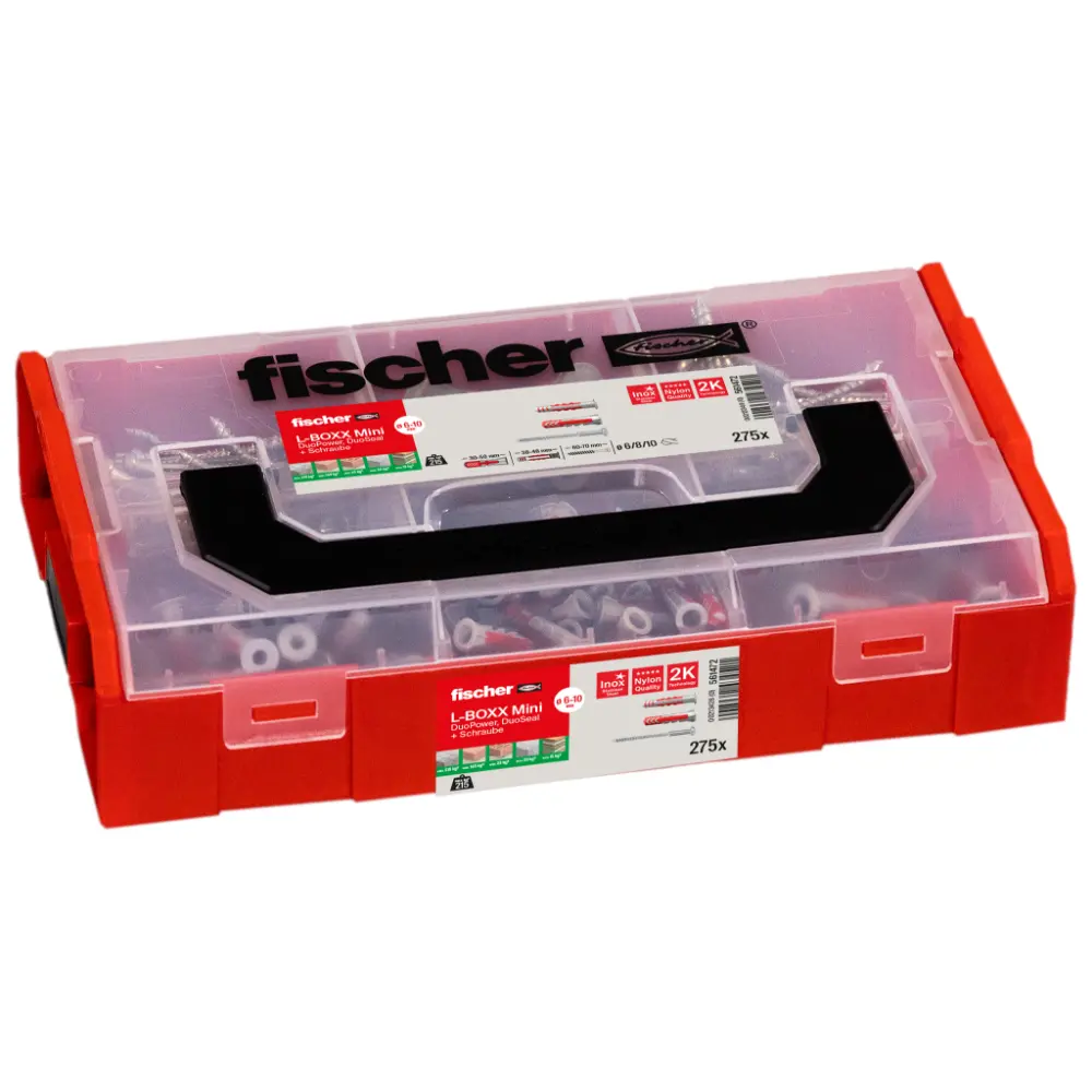 Fischer Dübelsortiment L-Boxx mini DuoPower und DuoSeal + Schraube (275 Teile)