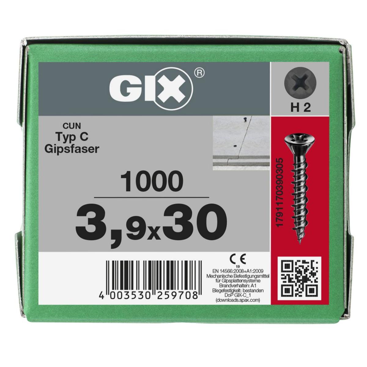 SPAX GIX-C Senkkkopf Fräsrippen H2 Hilo-Gewinde phosphatiert, 1000 Stück