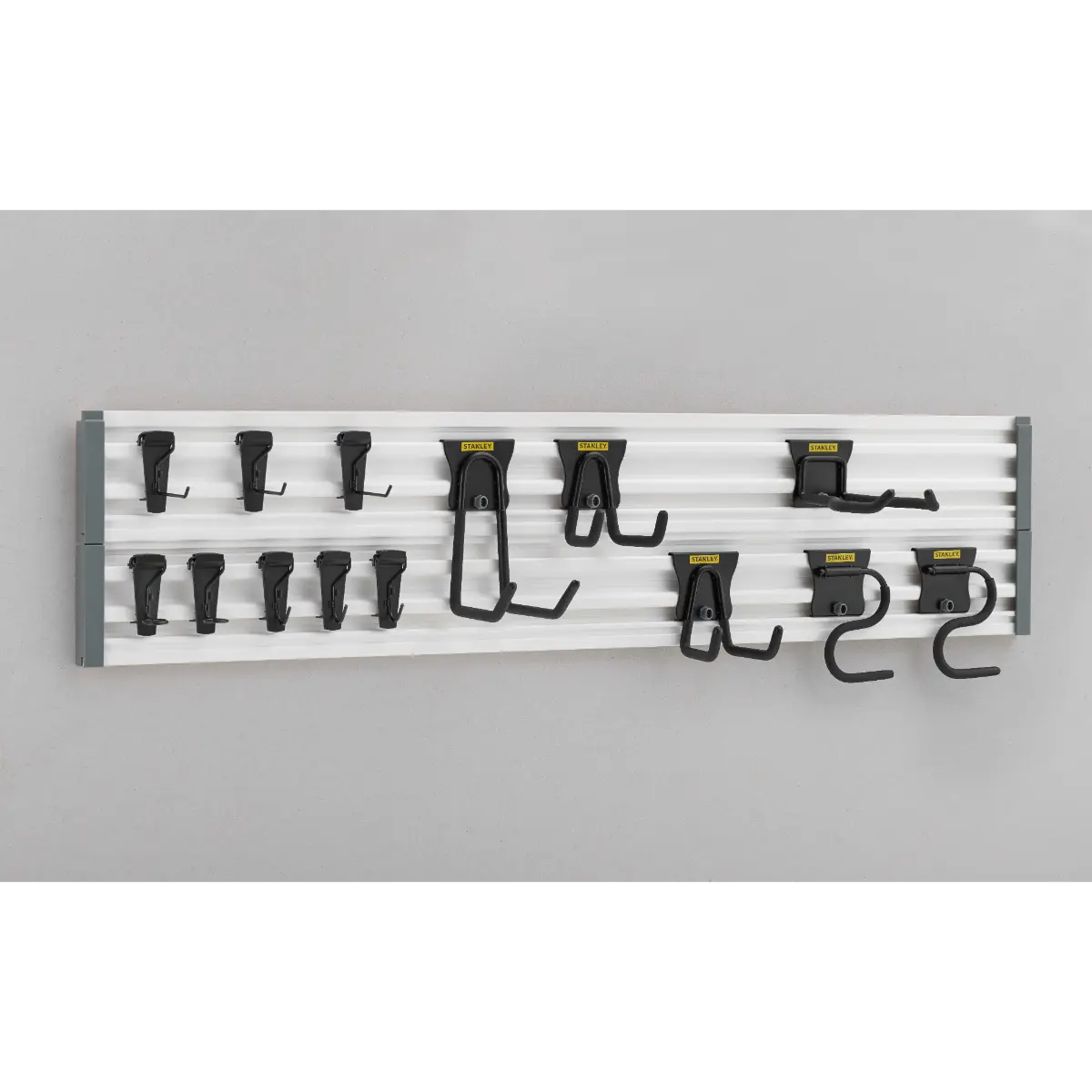 STANLEY Trackwalls Set, 20-teiliges Wandsystem inklusive Schienen und Haken