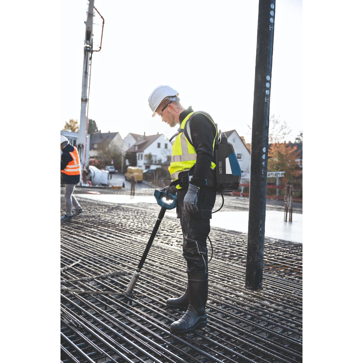 Arbeiter, Sicherheitsausrüstung, Baustelle, Schutzhelm, Vorrichtung mit Kabel/Messgerät