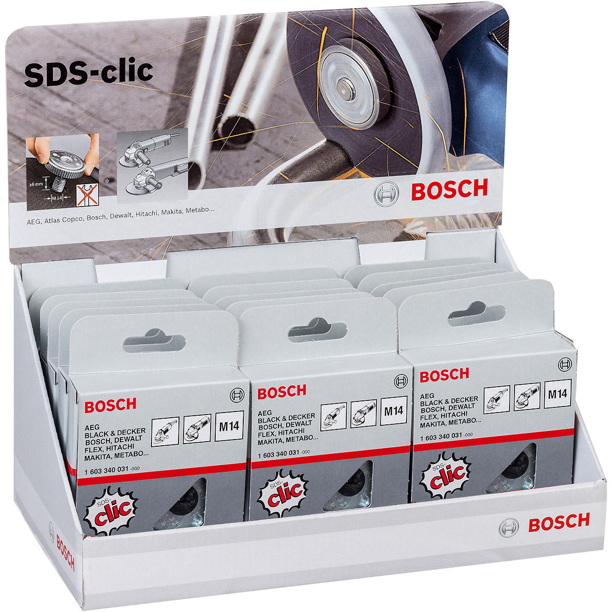 Bosch Schnellspannmutter SDS clic, Dicke 13mm, 15 Stück
