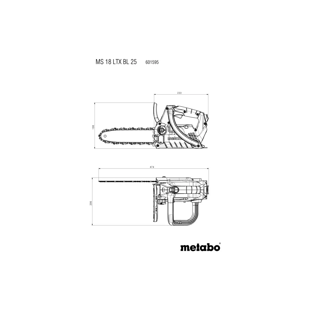 Metabo Akku-Kettensäge MS 18 LTX BL 25 (601595850) - Karton