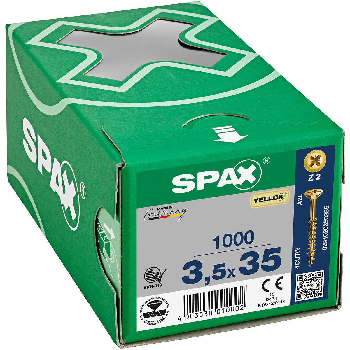SPAX Senkmultikopf Kreuzschlitz Z2 Teilgewinde YELLOX, 1000 Stück