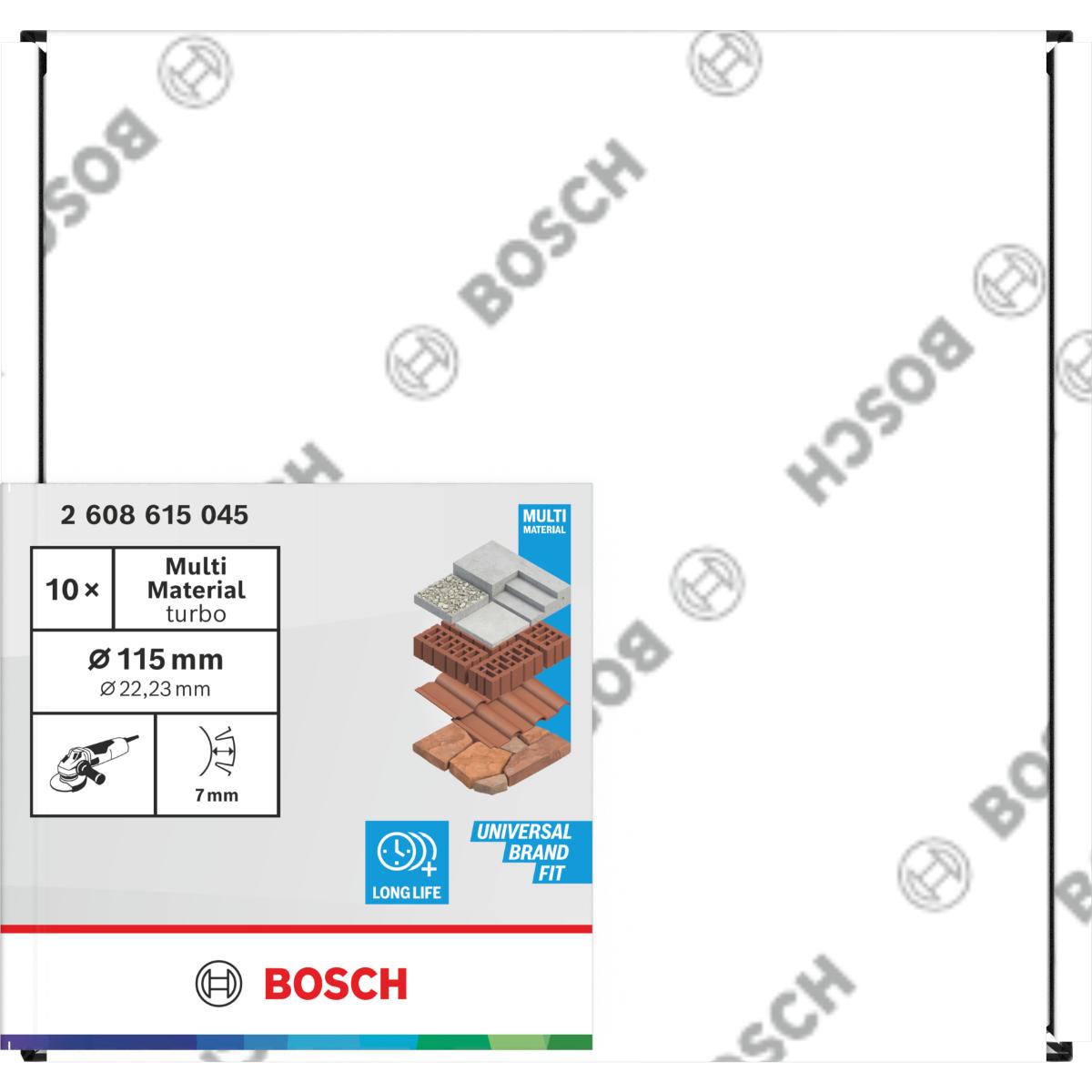 Bosch Multi Material Turbo Diamond Trennscheibe, 115 x 22.23 x 7 mm, 10-Stück