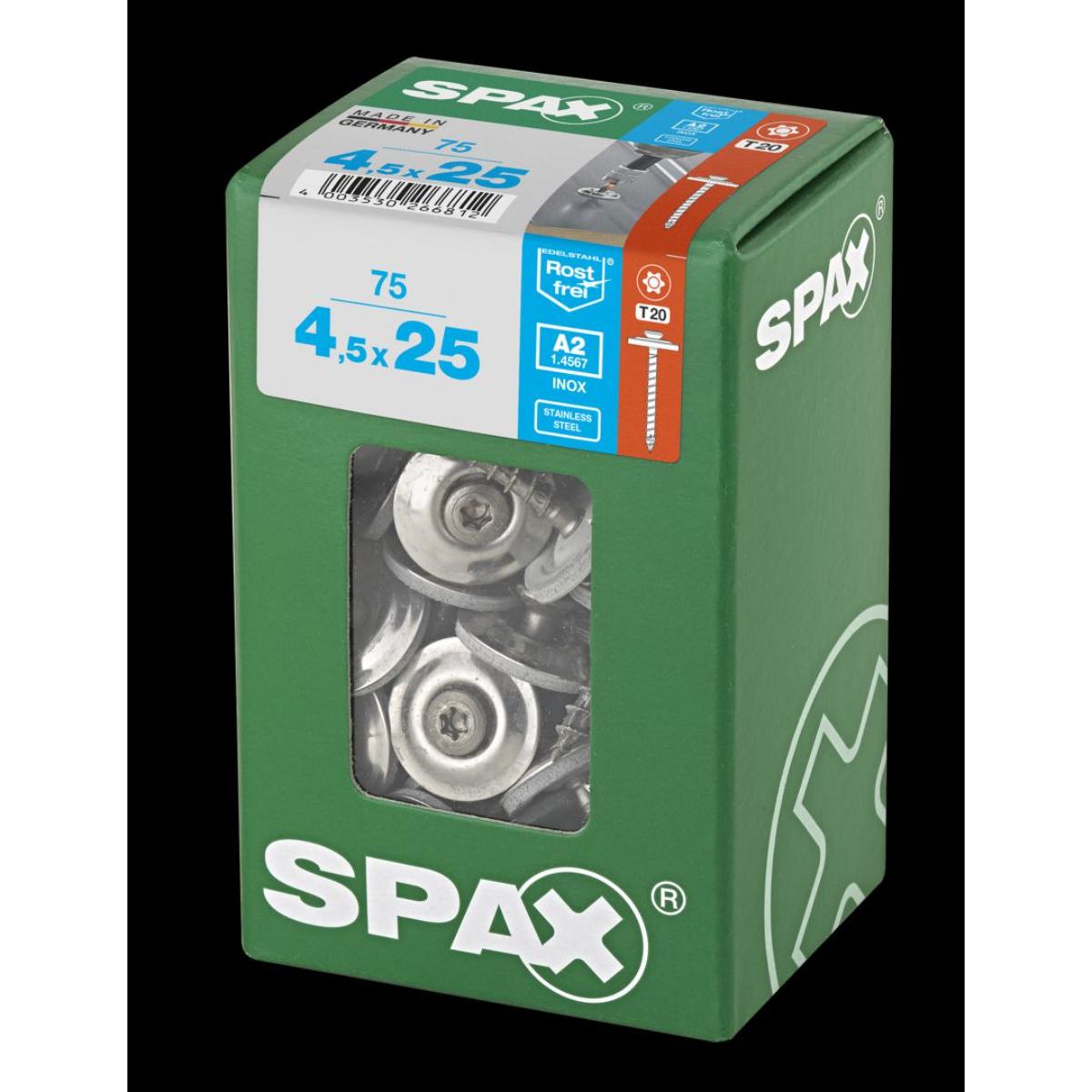 SPAX Spenglerschraube A2 T-Star Plus T20 4Cut 4,5 x 25 mm L, 75 Stück