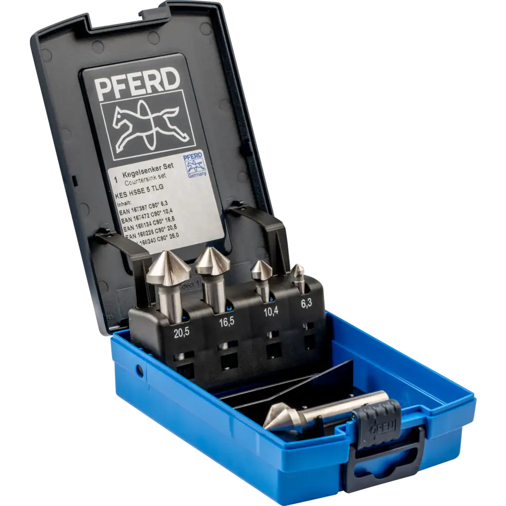 PFERD TOOLS HSSE-Kegelsenker-Set 5-tlg. DIN 335 C 90° Ausführung Co5