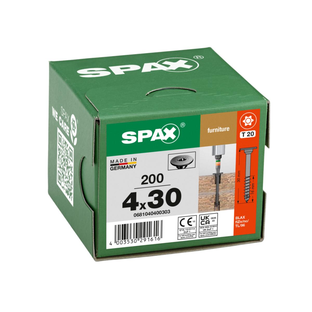 SPAX KORPUSVERBINDER T-STAR PLUS T20 TEILGEWINDE BLAX 200 Stück
