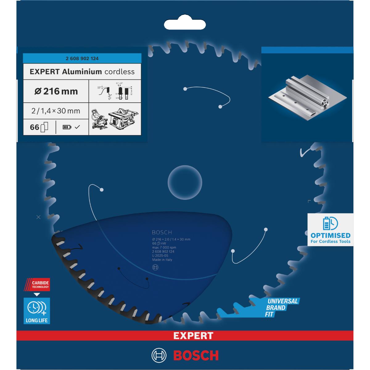 Bosch EXPERT Aluminium Kreissägeblatt, 216x30 mm, Z66