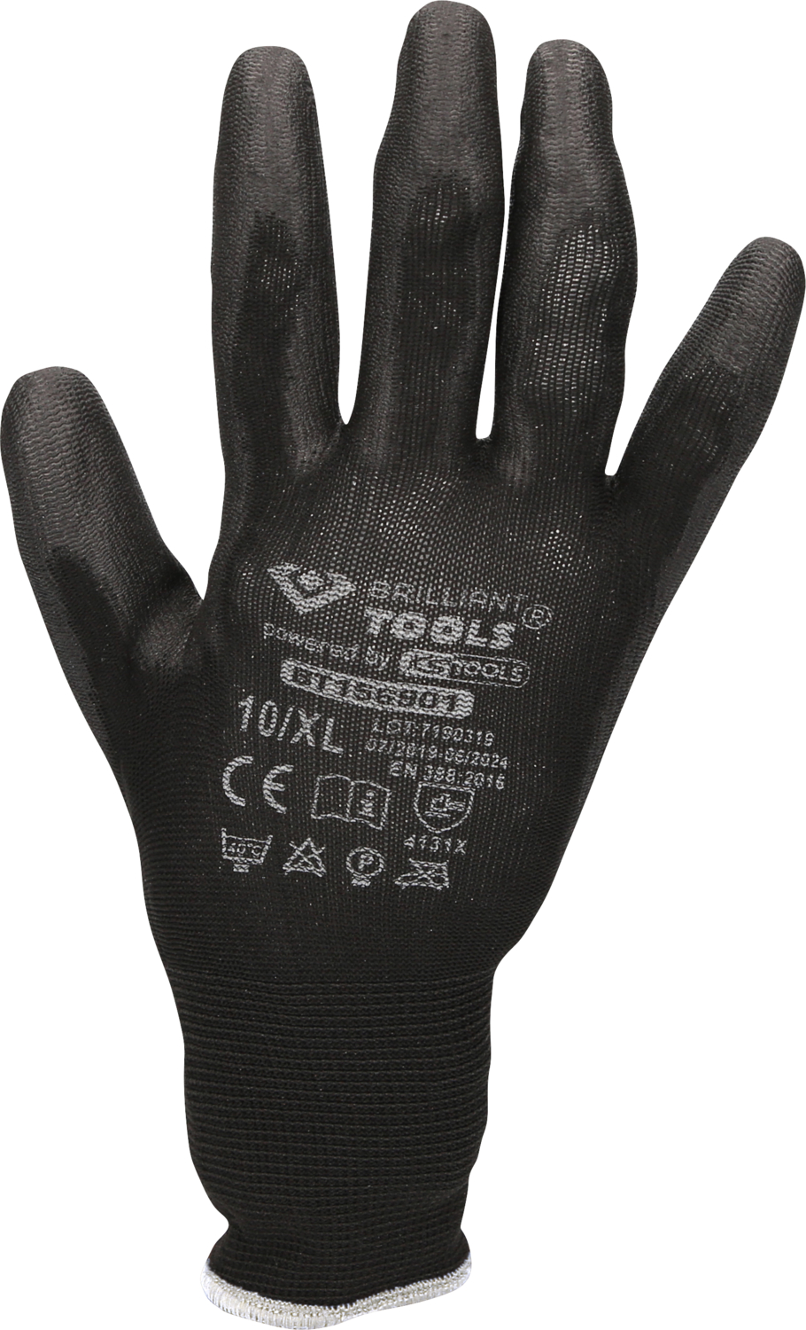 Brilliant Tools 12 Paar schwarze Mikro-Feinstrickhandschuhe, XL / 10 