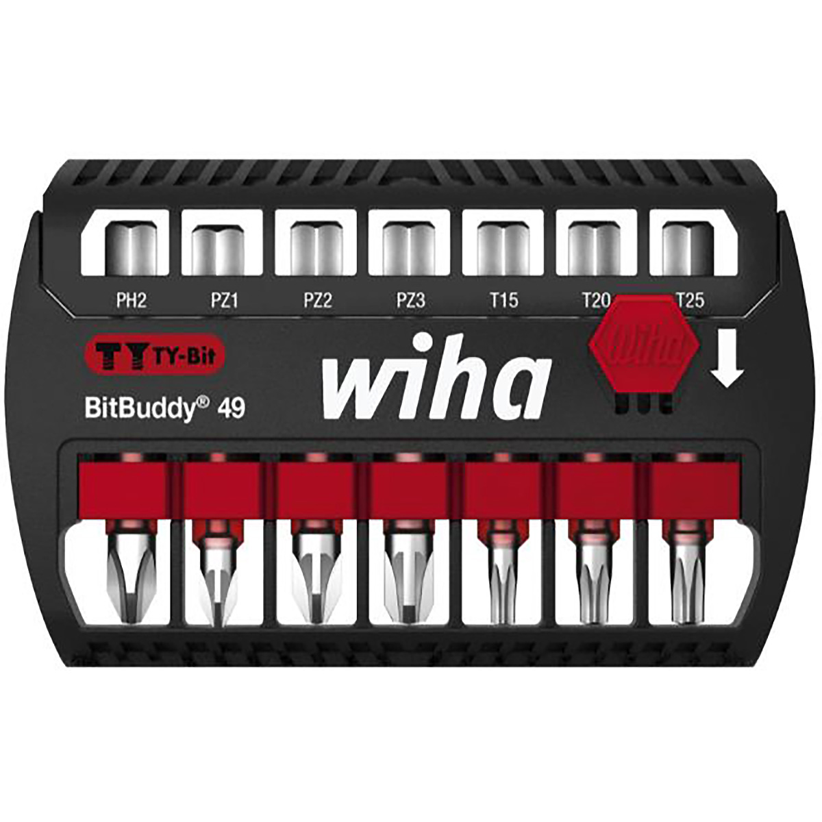 Wiha Bit Set BitBuddy TY-Bit 49 mm Phillips, Pozidriv, TORX 7-teilges Set 1/4 zoll E6,3 - 6 Stück