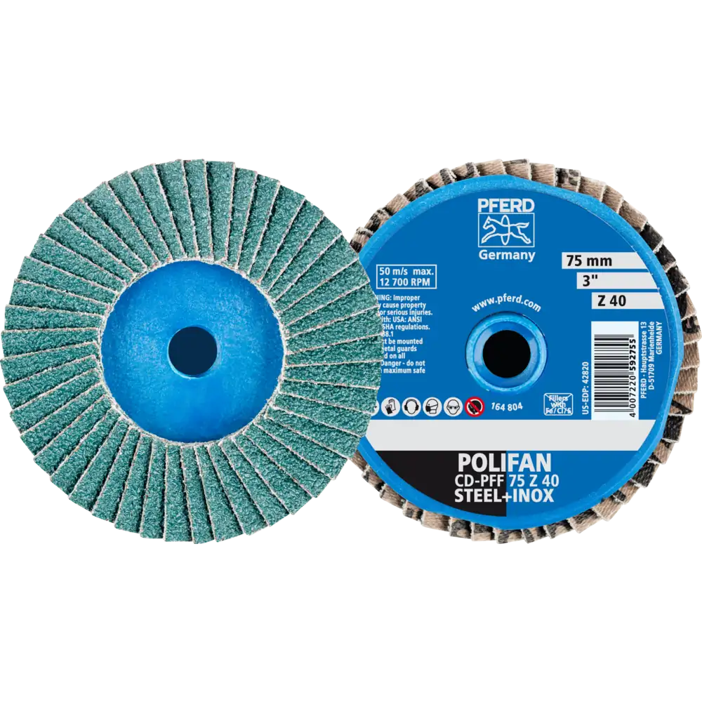 PFERD TOOLS COMBIDISC Zirkon Mini-POLIFAN CD für gehärteten Stahl