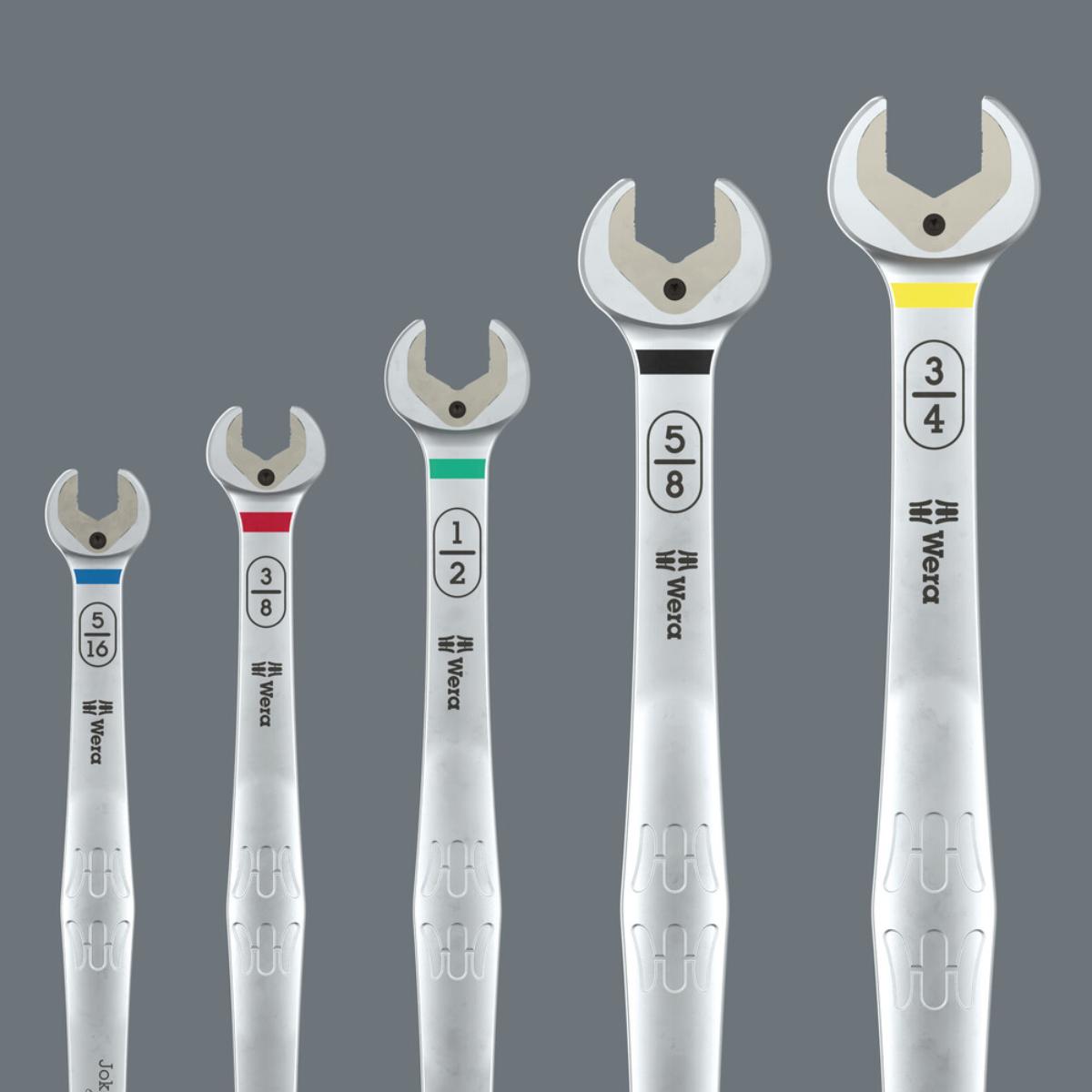 Wera 6007 Joker Imperial 8-stelliges Set Maul-Ringratschenschlüssel-Satz, zöllig