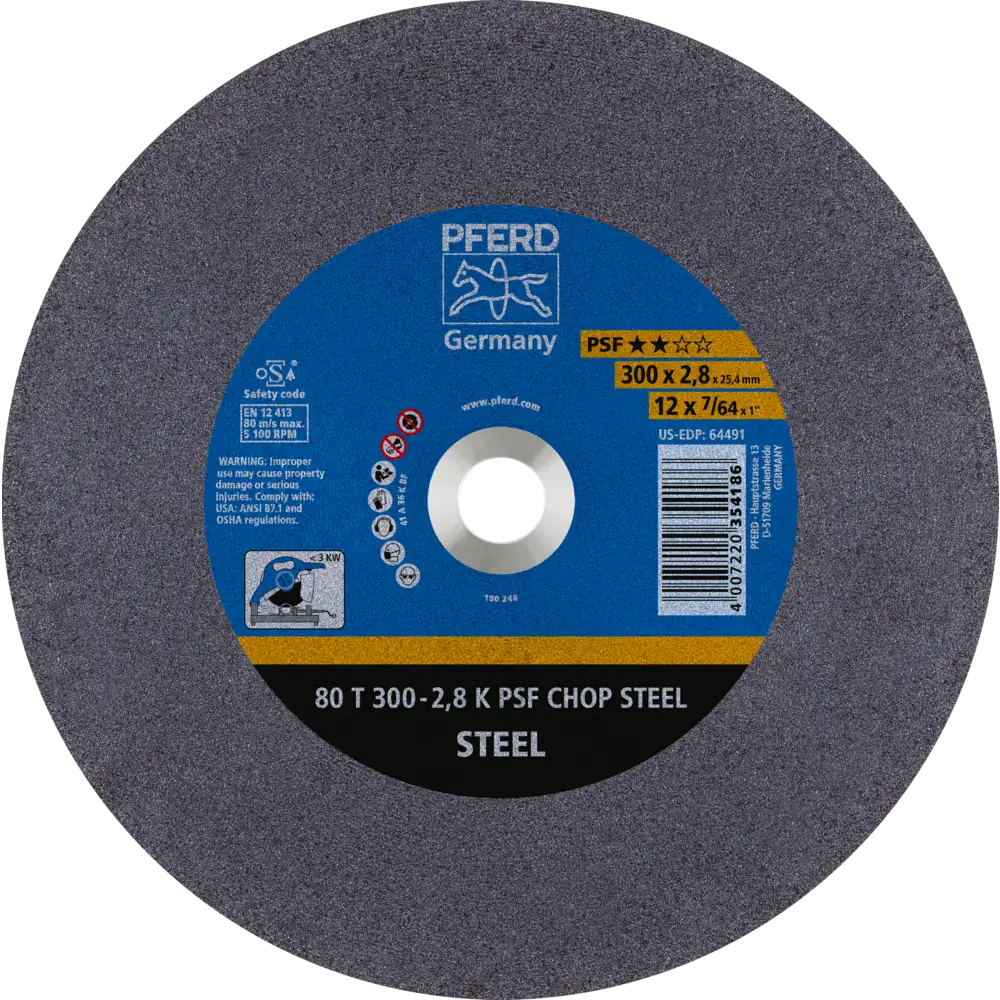 PFERD TOOLS Trennscheibe Metallkreissäge T Universallinie PSF CHOP STEEL für Stahl