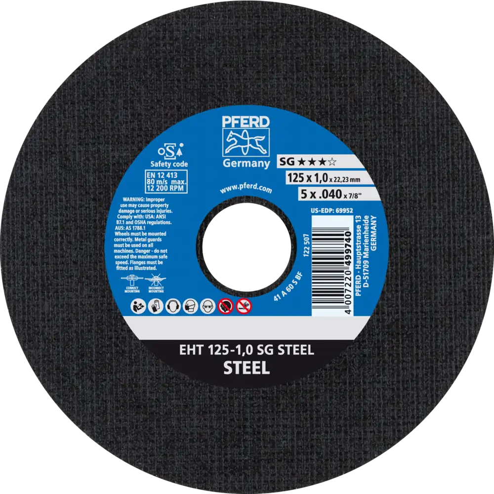 PFERD TOOLS Trennscheibe EHT gerade Leistungslinie SG STEEL für Stahl