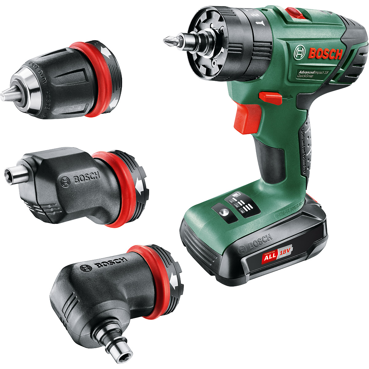 Bosch Akku-Zweigang-Schlagbohrschrauber AdvancedImpact 18 QuickSnap, 1x PBA 18V 1.5 Ah