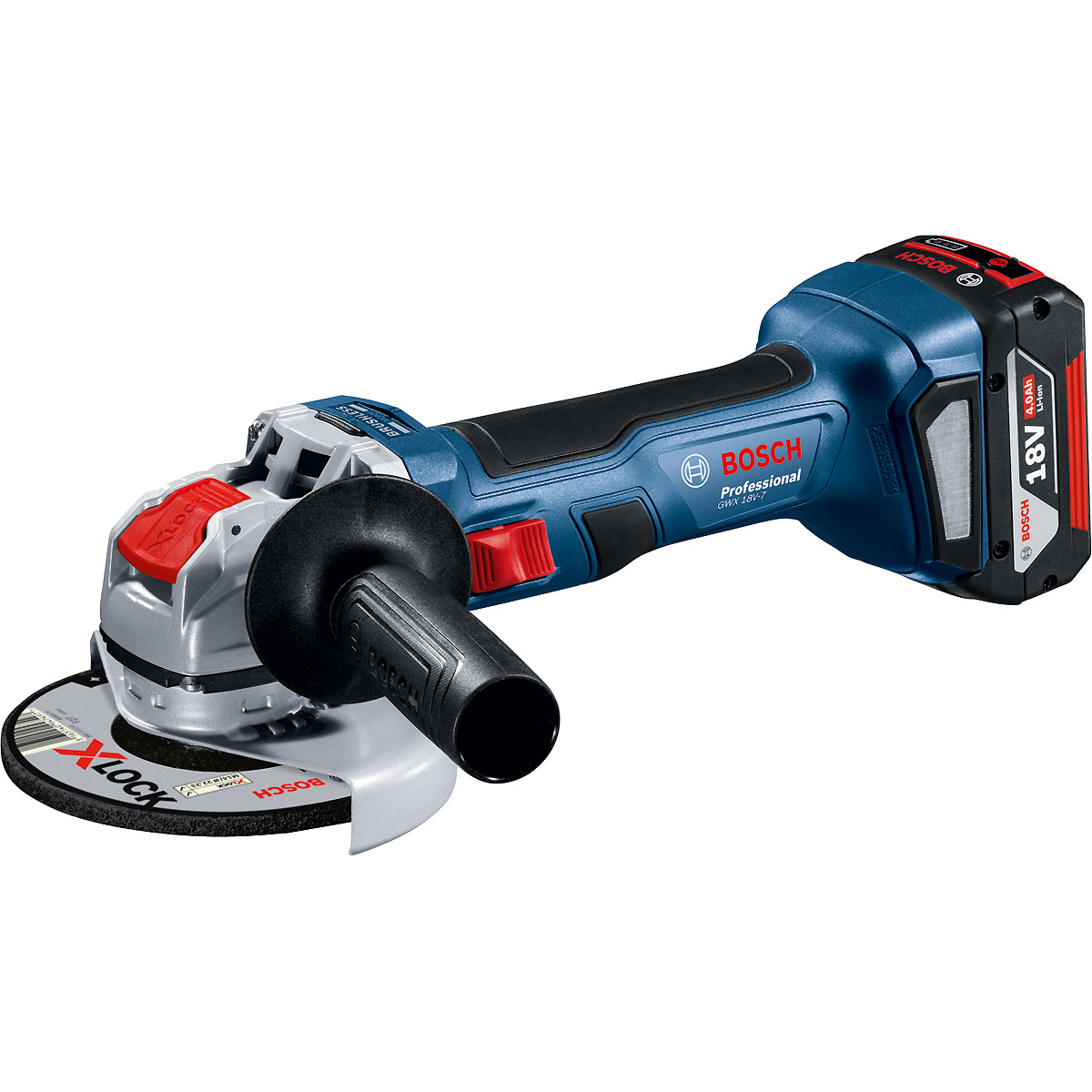 Bosch Akku-Winkelschleifer GWX 18V-7 mit 2x Akku GBA 18V 4.0Ah in L-BOXX