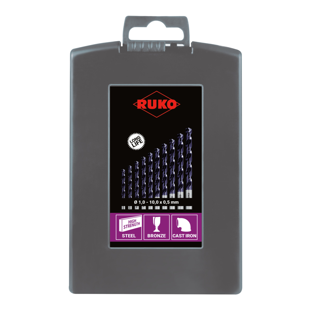 RUKO Spiralbohrer-Satz DIN 338 Typ VA HSS-Co 8 TiAlN - 19-tlg.