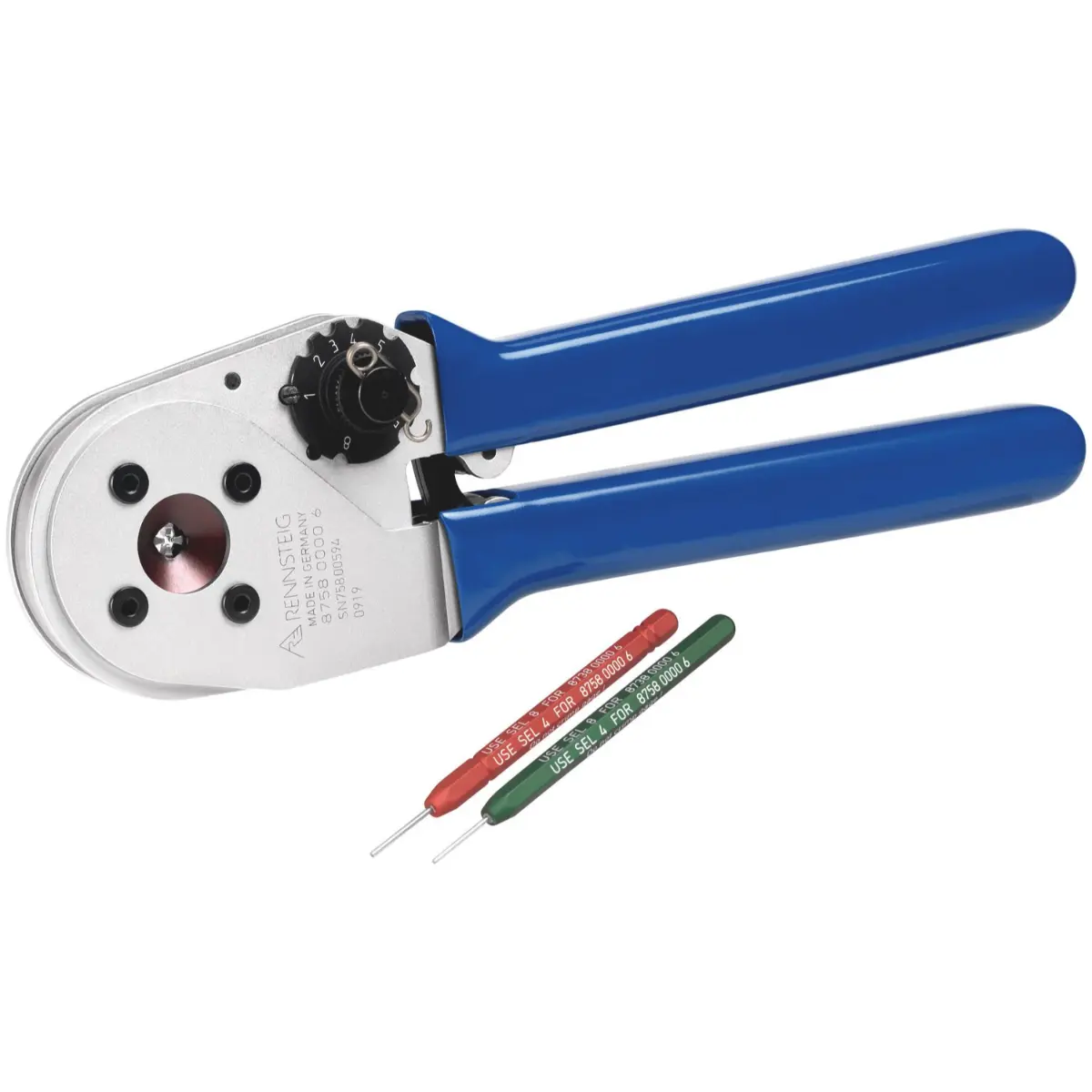 Rennsteig Vierdornzange SelectorCrimp für Luftfahrt-Kontakte 0,14 - 3,3 mm² / AWG 26 - 12