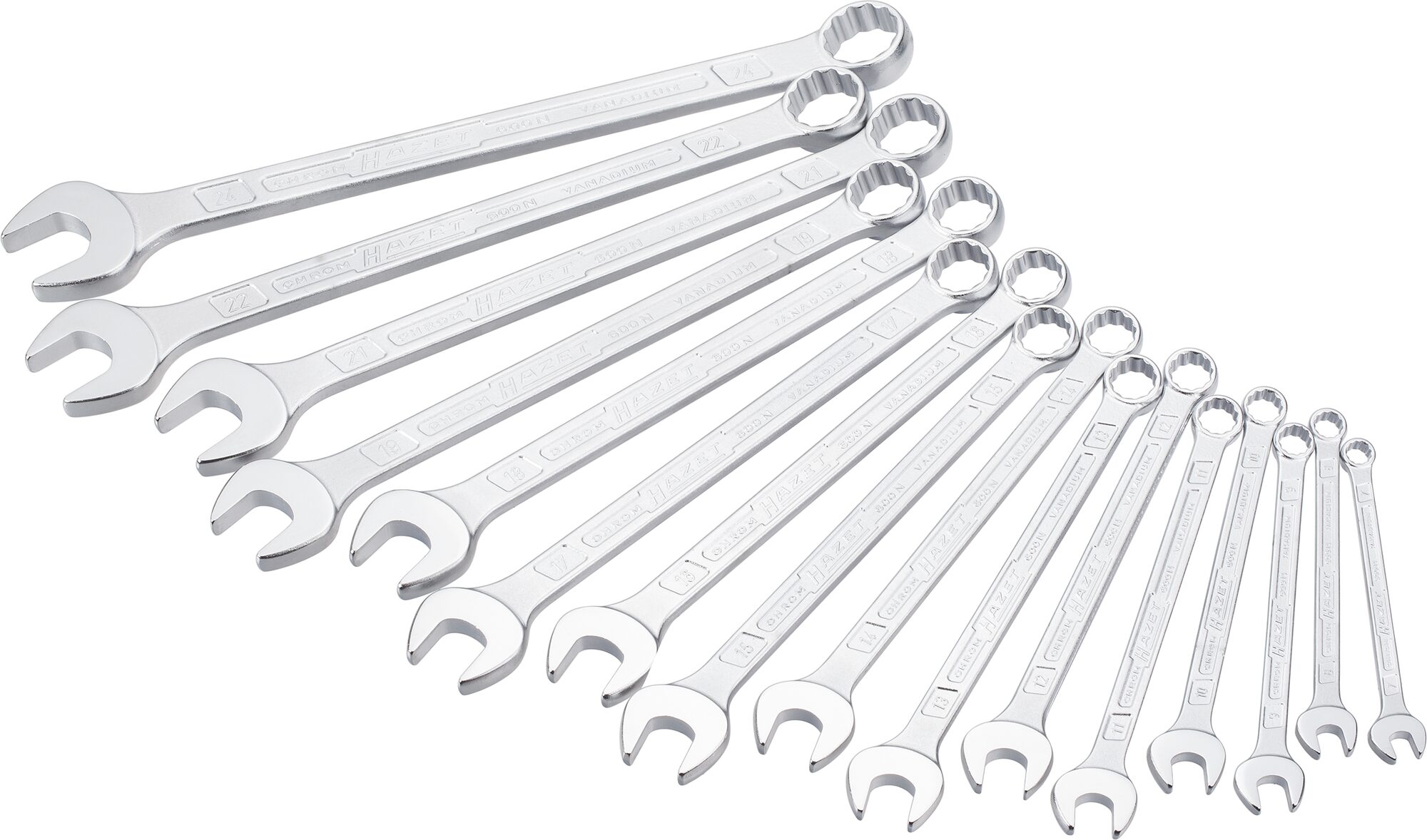 Jeu de clés à fourche et à pipe HAZET, profil de traction à double six pans extérieurs