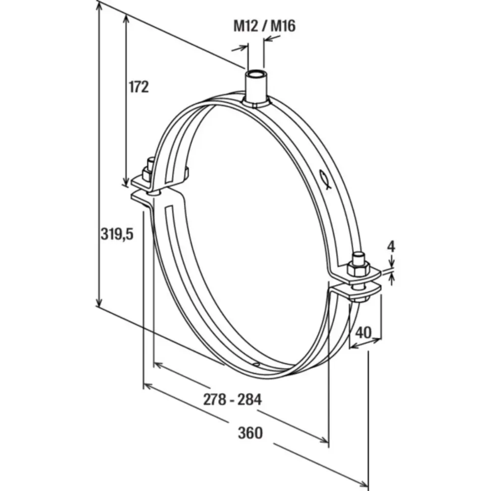 Fischer Massivrohrschelle FRSMN 278-284 M12/M16 ohne Einlage
