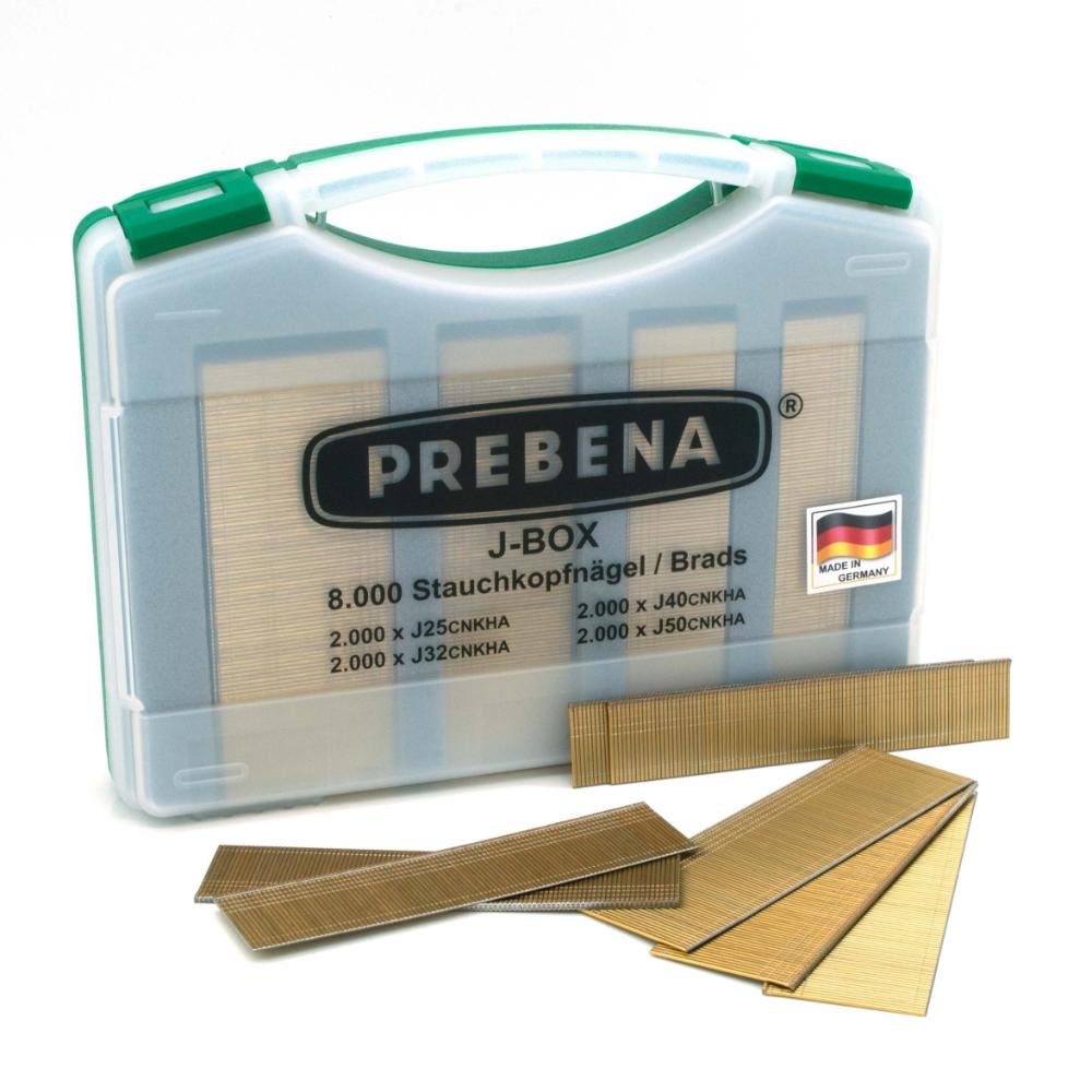 PREBENA J-BOX Stauchkopfnägel (Brads) verzinkt geharzt