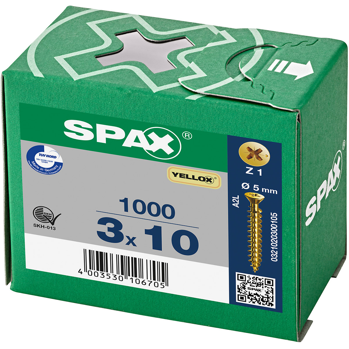 SPAX-S Senkkopf Bremsrippen kleiner Kopf Kreuzschlitz Z1 Vollgewinde YELLOX, 1000 Stück