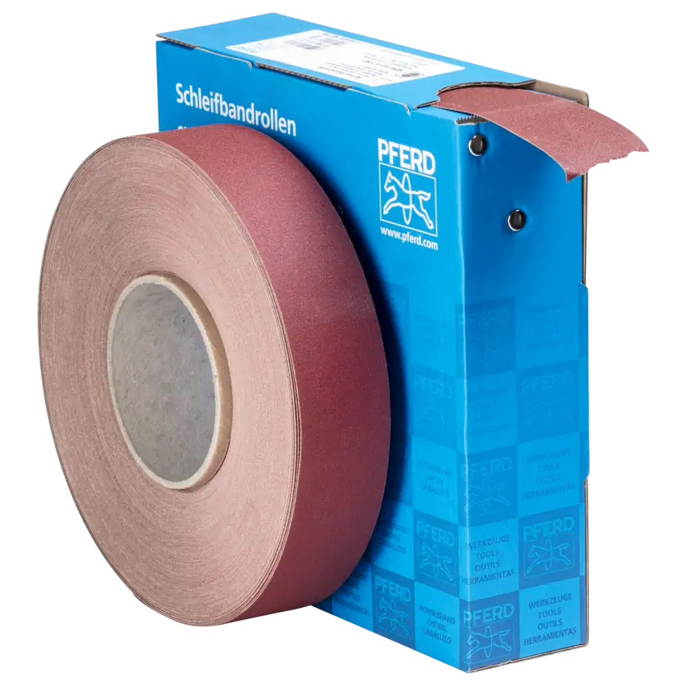 PFERD TOOLS Korund Schleifbandrolle Gewebe SBR Breite 40mm für universelle Anwendung