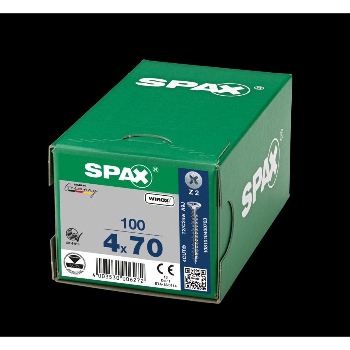 SPAX Senkmultikopf Kreuzschlitz Z2 Vollgewinde WIROX, 100 Stück