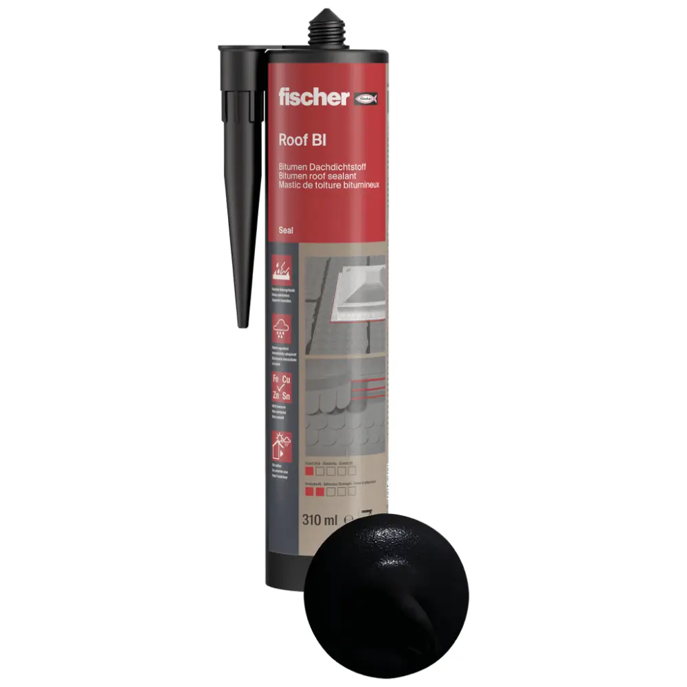 Fischer Bitumen-Dachdichtstoff Roof BI schwarz 310ml