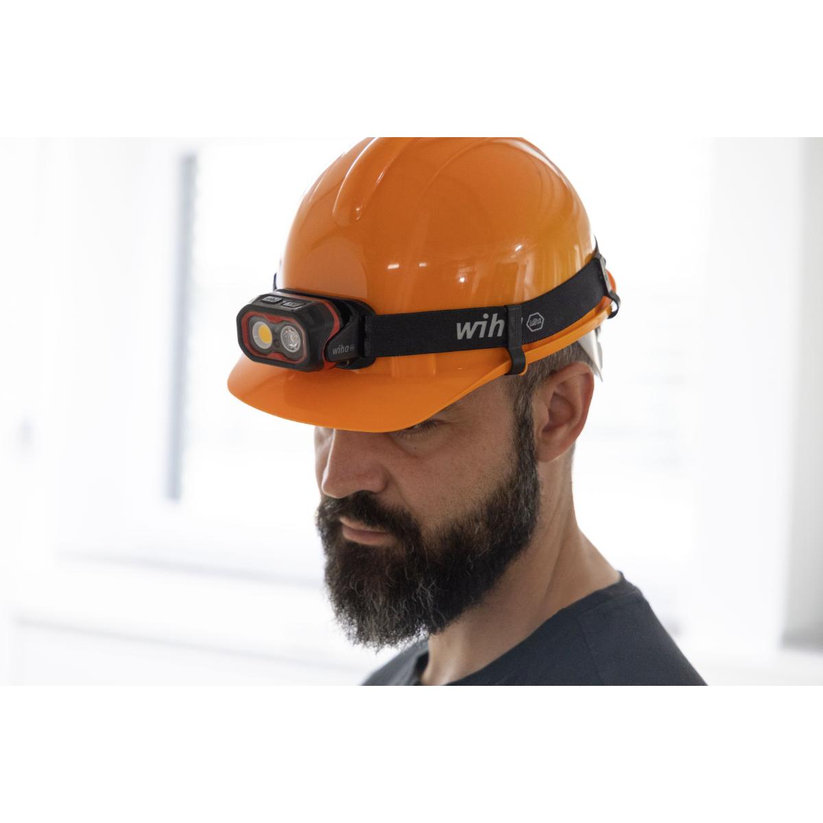 Wiha Stirnlampe 500 lm mit Bewegungssensor mit USB-C-Ladekabel