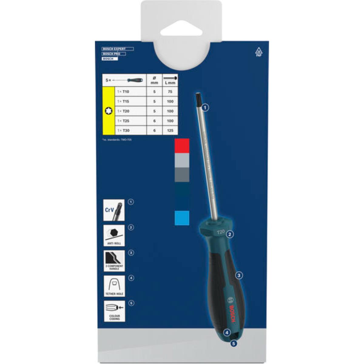 Bosch Schraubendreher TX, 5-teilges Set