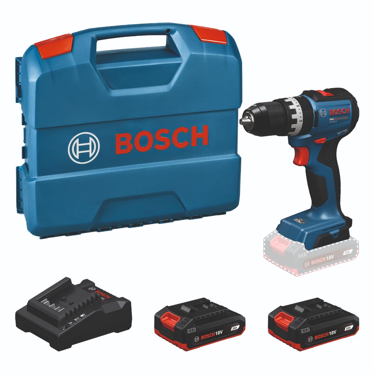 Bosch Akku-Schlagbohrschrauber GSB18V-52, 2 x Akku GBA 18V 2.0Ah in L-Case