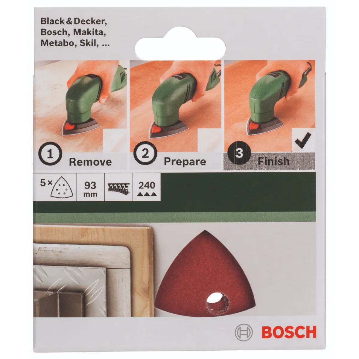Bosch Schleifblatt-Set für Deltaschleifer K=240, 93 mm, 5-tlg.