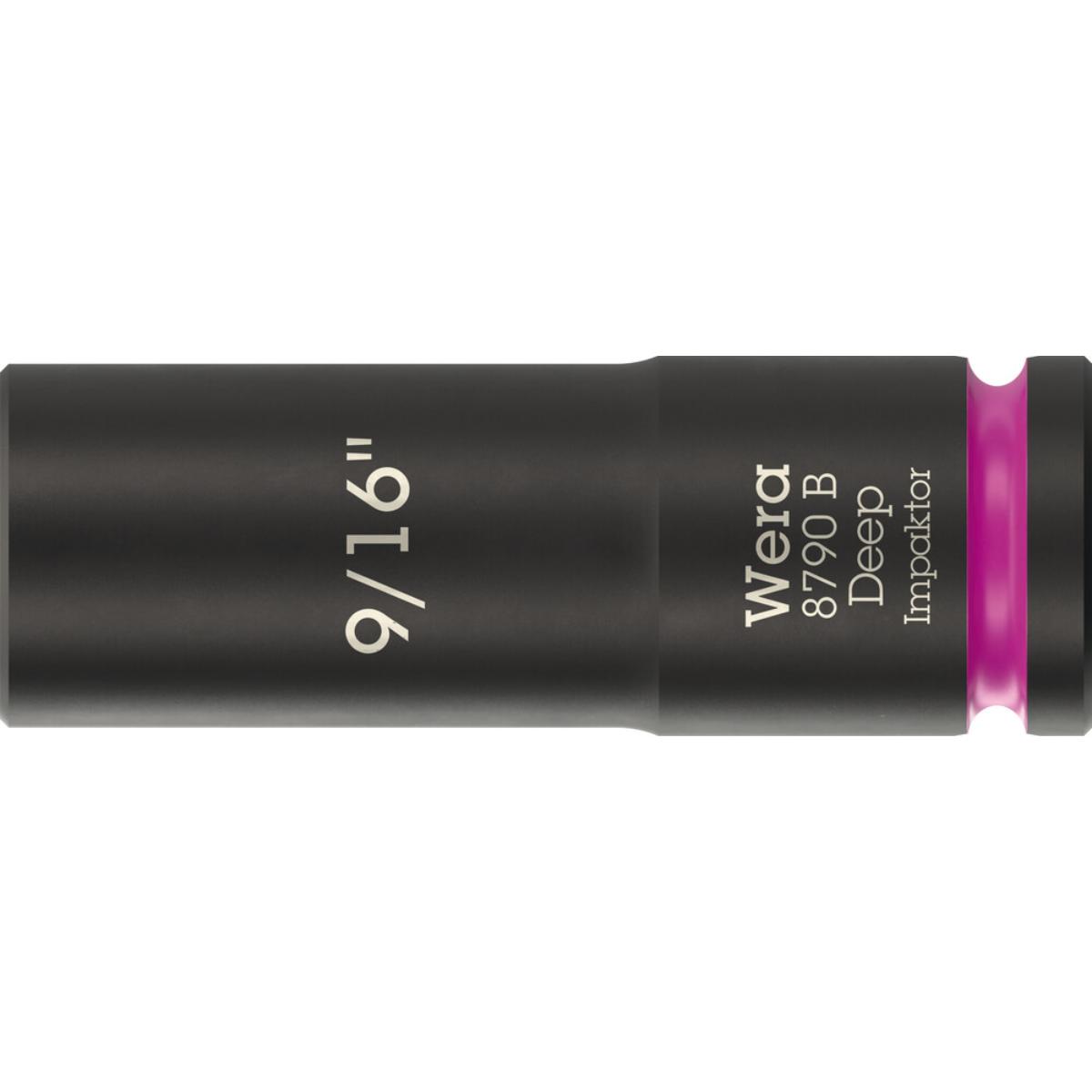 Wera 8790 B Impaktor Deep Steckschlüsseleinsatz mit 3/8 zoll-Antrieb, 9/16 zoll x 63 mm