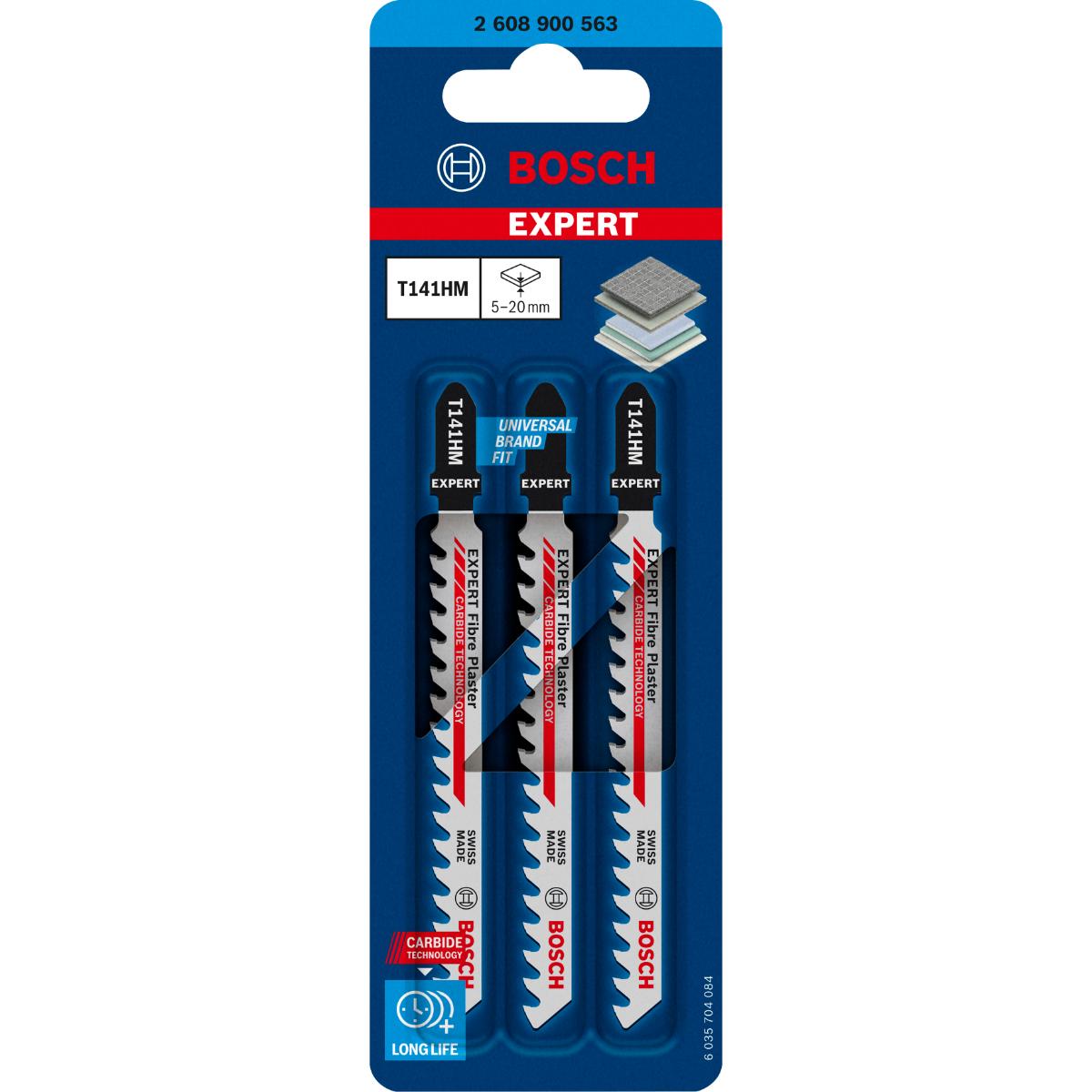 Bosch EXPERT ‘Fiber Plaster’ T 141 HM Stichsägeblatt, 3 Stück