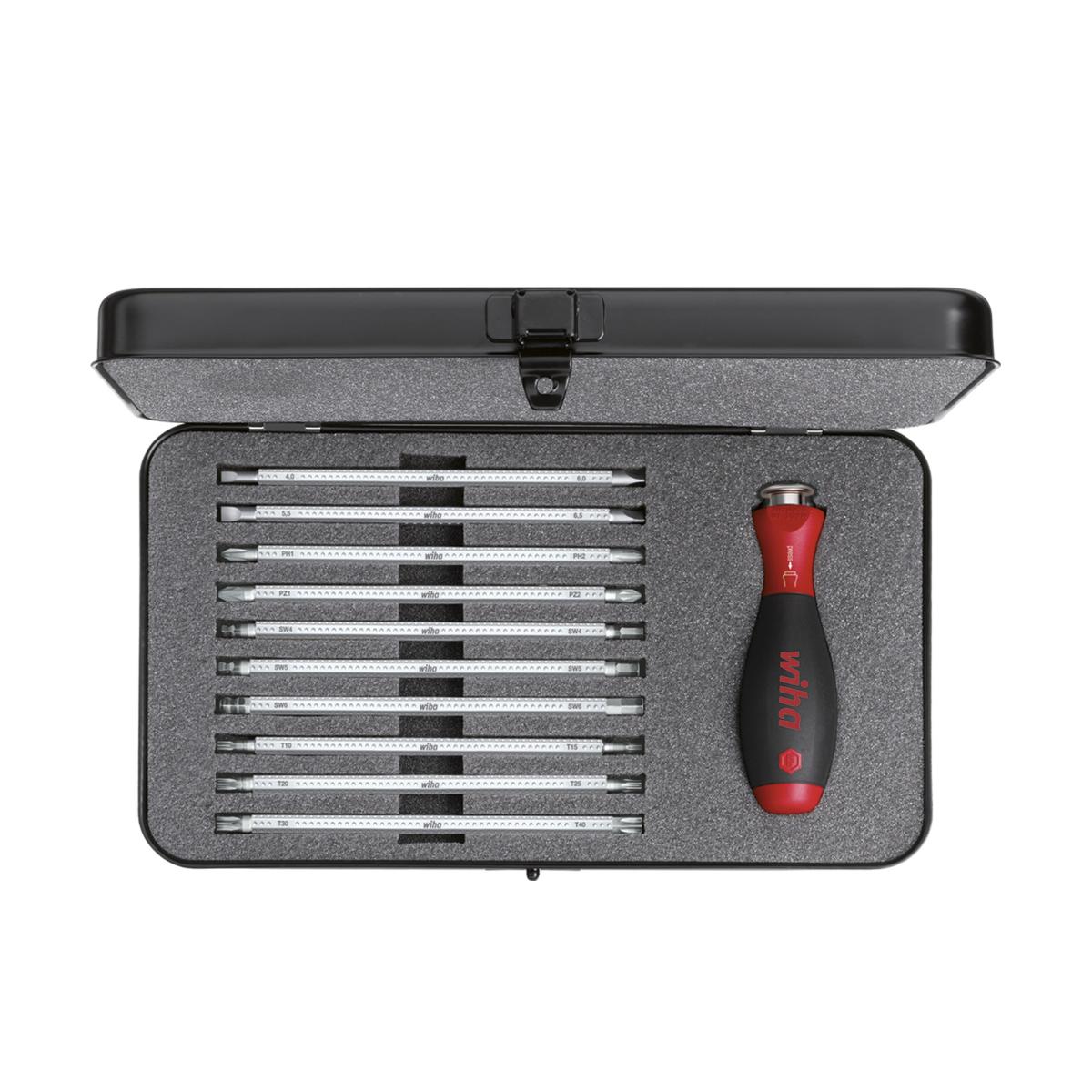Wiha Schraubendreher mit Wechselklingen Set SYSTEM 6 gemischt 12-teilges Set mit Box