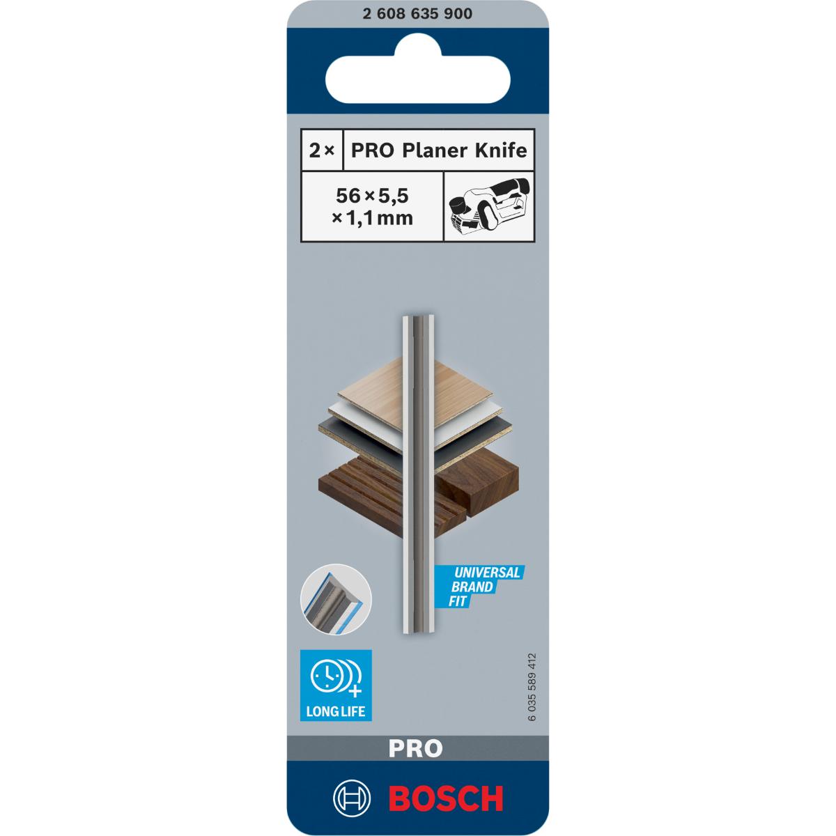 2608635900BO Bosch PRO Hobelmesser, 56 x 5,5 x 1,1 mm, 2 Stück