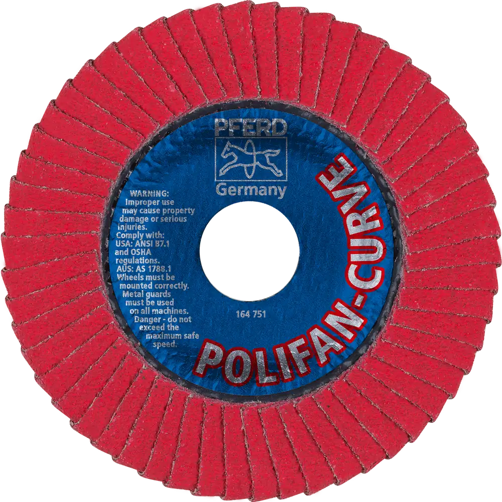PFERD TOOLS POLIFAN CURVE Fächerscheibe PFR 115x22,23 mm Breite M CO60 SGP STEELOX für Stahl/Edelstahl (POS 2)