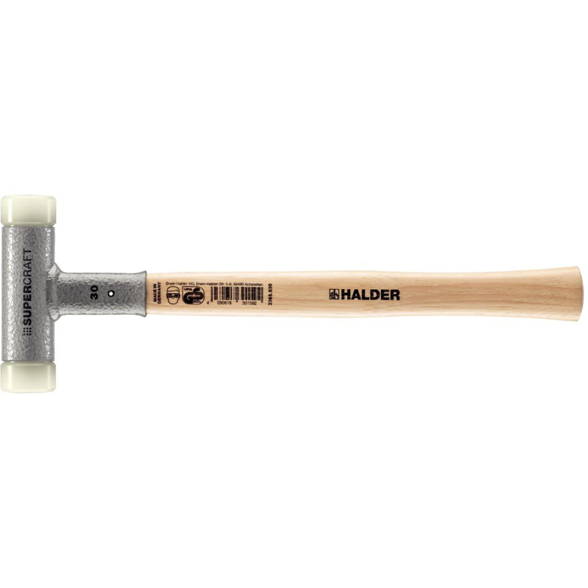 HALDER SUPERCRAFT - Schonhammer rückschlagfrei mit Hickorystiel, Nylon