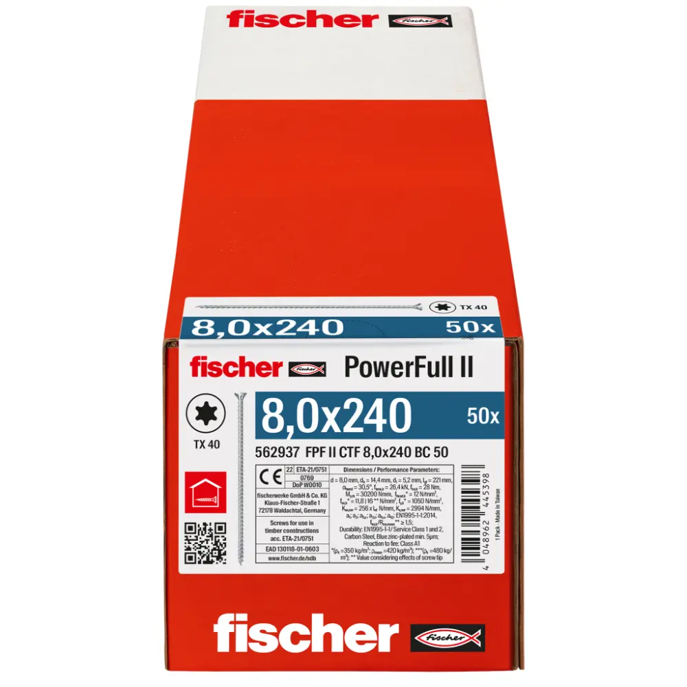 Fischer Vollgewindeschraube 8,0x240 PowerFull FPF II CTF 8 BC